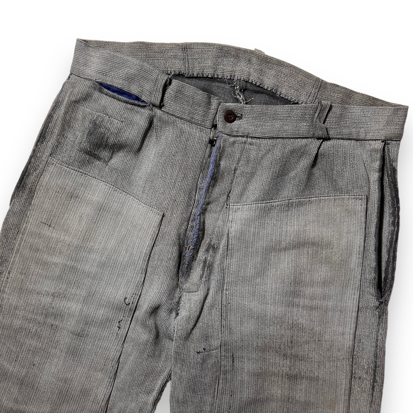 50's French Vintage Cotton Pique Pants Black